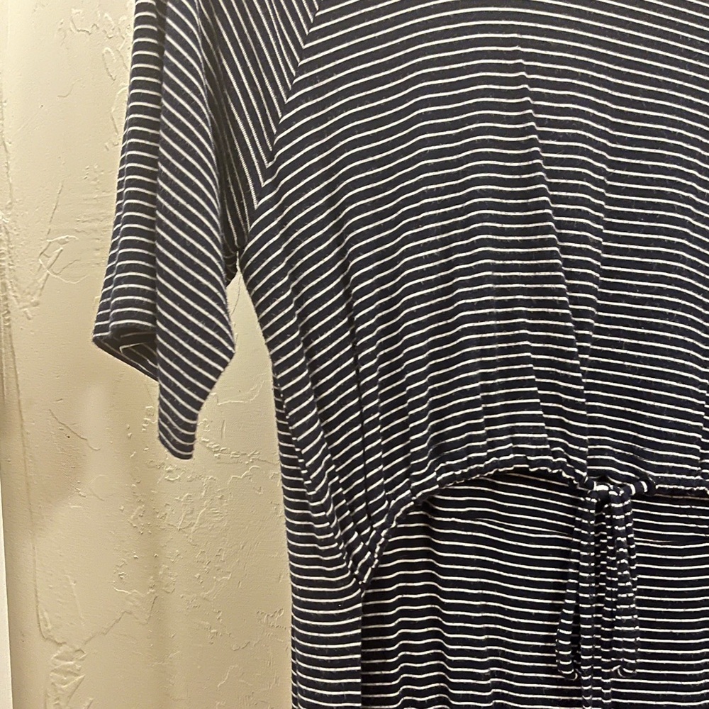 Latched Mama - Drawstring Midi - Navy Blue Striped Dress XL